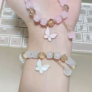 Nicedays🍒Gelang liontin kupu-kupu manik-manik warna-warni perhiasan fashion kepribadian wanita elegan COD