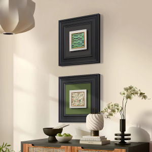 French Vintage Soft Decorative Painting American Style Restaurant Side Cabinet Green Color System Mid-Century Modern Wall Art