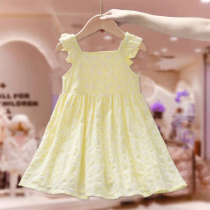 Stylish Floral Summer Dress for Girls Baby Cotton Korean Version Flower Print A-Line Skirt Outdoor Clothes for Kids Ages 3-14