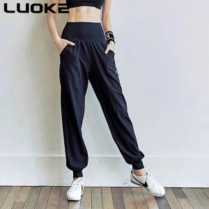 Luoke Sports Pants Womens Thin Feet Loose Leisure Yoga Pants Running Training Fast-drying Breathable Sports Fitness Pants