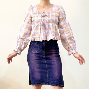 ●ECLAIRE● 003 Blouse Korea / Blouse Kasual / Casual Blouse / Blouse Import / Korean Blouse / Longsleeves Blouse / Crop Blouse / Blouse Kotak / Blouse Crop / Drawstring Blouse / Square Blouse / Blouse Santai / 7392