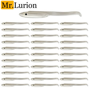 Mr.Lurion 100pcs 6cm 0.7g Fishing Soft Artificial Minnow Lure Bait 3D Eyes Paddle Tail Soft Baits for Perch Bass and Trout
