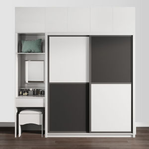 Modern Minimalist 2 Door Sliding Wardrobe Dressing Table Storage Cabinet
