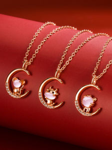 Princess Pendant Necklace for Girls Childrens Jewelry Rabbit Zodiac Accessories Korean Style Fashionable Kids Necklaces