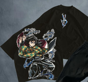 เสื้อยืดลายกราฟิกดาบพิฆาตอสูร โทมิโอกะ กิยู สำหรับผู้ชายและผู้หญิง ทรงโอเวอร์ไซส์ สไตล์ Y2K แขนสั้น คอกลม เสื้อคู่ ผ้าฝ้าย เสื้อผ้าผู้หญิงและผู้ชาย