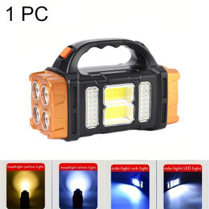 Powerful LED Flashlight USB+Solar Rechargeable Flashlight COB Outdoor Camping Torch Portable Searchlight Power Bank Outdoor