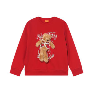 Winter Cute 3D Bear Design Long Sleeve Fleece Hoodie Round Neck