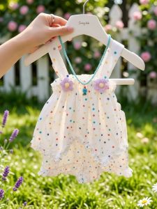 Summer Sweet Girls Half Slip Dress with Floral and Ruffled Edges Set
