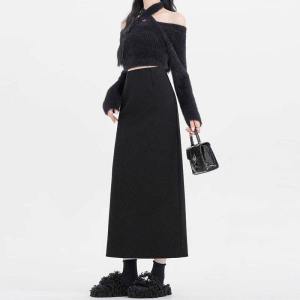 Elegant French Style A-Line Wool Midi Skirt