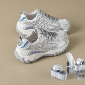 La Chapelle | Retro Silver Thick Sole Lace Shoes Breathable Mesh