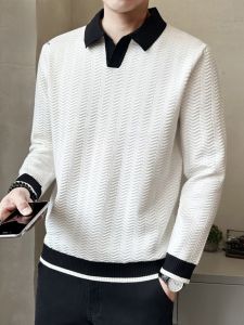 ROMON | Lormen Mens Knitted Sweater Stylish Casual Thickened Collar Autumn Winter New Fashion Korean Version Polo Neck Warm Mens Wear