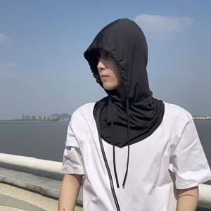 Ice Silk Full Face Mask 2PCS with UV Protection and Cooling Comfort - Black & Black-Dark Grey