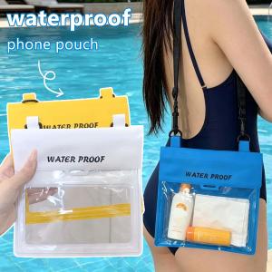 Large Capacity Waterproof Phone Bag with Hanging Rope PVC Crossbody for Beach Rafting Water Sports Travel Phone Dry Bag Outdoor Touchscreen Phone Pouch