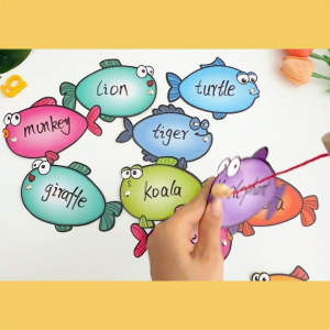 Fishing Toy Set Intelligence Development Magnetic Fishing Game Dry Erase Cards Fine Motor Skill Toy Montessori Educational Toys for Kids Parent-child Interactive Activity Flash Cards