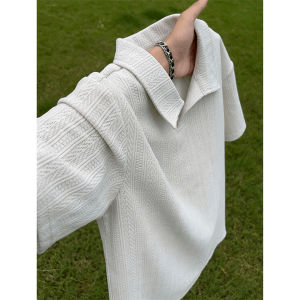Textured Polo Shirt Seagull Collar