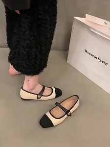 AdoreMall 2025 New French Flat Shoes For Women Low Heels Mary Jane Flat Shoes Square Toe Lightweight