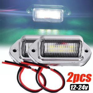 2PCS 6 LED Universal Car License Plate Lights Truck RV Trailer Van Tail Lamp License White Lighting Bulbs Waterproof Light 12-24V