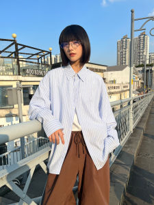 PSO Brand Mens And Womens Basic Striped Shirt Loose Long Sleeve Spring Autumn Outerwear Couples Casual Polyester Fiber