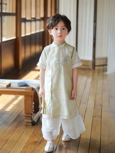 New Chinese Style Boys Summer Clothes Set Hanfu Traditional Performance Costume Baby Boy Ancient Style Outfit Toddler Kids Size