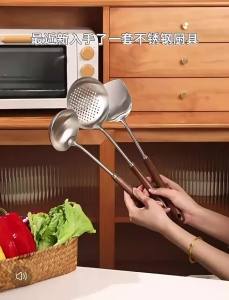 Food Grade 304 Stainless Steel Wooden Handle Kitchen Tool Set