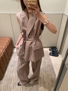 DANTING | Classic Style Sleeveless Vest Wide Leg Pants Set