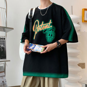 Loose Casual Cotton Short Sleeve T-Shirt for Men plus Size Comfortable Breathable Youthful Style Digital Print Anti-Bacterial