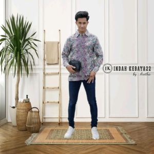 Kemeja Batik Pria Katun Lengan Panjang Atasan Baju Kondangan Pesta Wisuda Modern