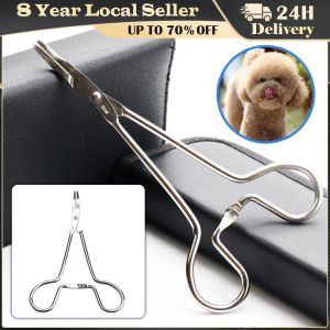 Stainless Steel Pet Dog Cat Ear Hair Tweezers Curved Tip Cleaning Clamp Pet Plucking Pliers Elbow Pet Cleaning Supplies