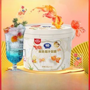 Amos 4D ปลาทองฟักไก่รสผลไม้ 268 กรัม ขนมหวานสุกใส่ซีดั้งเดิม ผลิตจากจีนแผ่นดินใหญ่ บรรจุภัณฑ์แบบถุงขนาดใหญ่