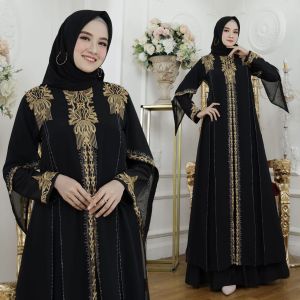 Gamis Abaya Turkey Jersey Mix Ceruty Terbaru Rose Gold