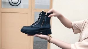 Delivery in 3 Days: Size 35-40 Women's Fashion Autumn Early Winter Shoes Thick Sole Cow Leather Shoes Ankle Martin Boots