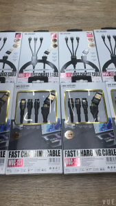 (SG SELLER) WK DESIGN (Model: WDC-123) DUO SERIES (6A / 120W) 2 in 3 USB/PD Fast Charging Cable