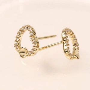 ต่างหูผู้หญิงทอง 18K คู่รักโรแมนติกต่างหูเล็กสด 440e