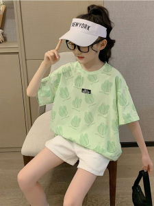 Cartoon Rabbit Print Childrens T-shirt Round Neck