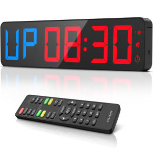ANJANK Gym Timer 15" Large LED Display Wall ClockInterval WorkoutCount Down & UpStopwatch Adjustable VolumeUpgraded Remote