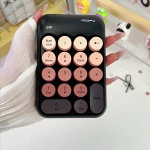 Mofii | MOFii X910 Black & Rose Gold Wireless Numeric Keypad Retro Round Keycaps for Financial Office Laptops & Desktops