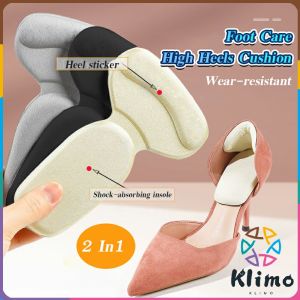 KLIMO Heel Insole 2 In 1 High Heels Shoe Cushion Pad Feet Care Protector Sticker Inserts Anti-dropping Anti-slip