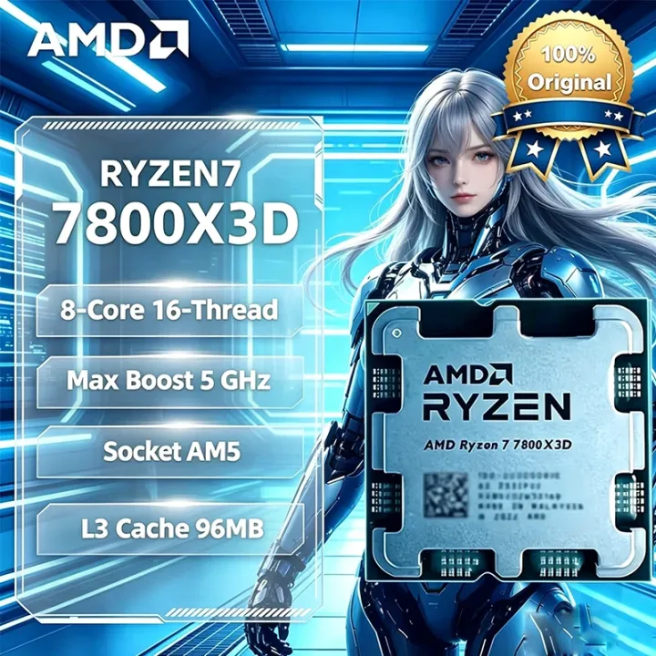 AMD | AMD Ryzen 7 7800X3D 8-Core 16-Thread B650 5NM 4.2GHz Socket AM5 L3=96M R7 7800X3D Processor 120W DDR5 No Fan