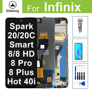 LCD ban đầu cho Infinix TECNO Spark 20 kj5/20c bg7n thông minh 8/8 HD/8 Pro/8 cộng với nóng 40i Bộ linh kiện số của màn hình cảm ứng thay thế bằng công cụ + Keo