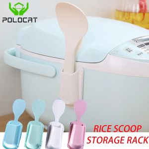 Polocat Kitchen Removable Rice Scoop Storage Rack Sucker Spoon Storage Rack Rice Cooker Side Seat Hook