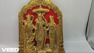 Traditional Handicraft Lord Ram Darbar Idol | Metal Ram Sita Laxman Hanuman Murti Golden Oxidized Decorative Showpiece and Wall Hanging | Home Decor | Festive Decor (Size - Width - 16cm | Height - 21cm | Weight - 333g)