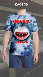Kaos 3D Shark Attack Premium Bangkok Thailand: Kaos Berkualitas Tinggi & Desain Unik