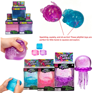 Schylling Nee Doh Jellyfish & Cube Squishy Toy Blind Box Soft Jelly Squeeze Sensory Fidget Toy Stress Relief for Kids Adults