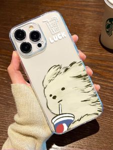 Creative Cute Dog Silicone Phone Case Transparent Cartoon Style for Apple 16 15 14Plus 13ProMax 12Mini XSMax 8 SE XR Female Model