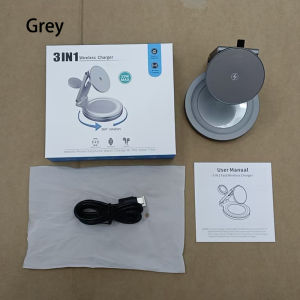 2025 Magnetic 3 in 1 15w Qi2 Wireless Charger Station for iPhone Samsung Fast Charging Stand for Galaxy Watch 7/6/5/Earbuds