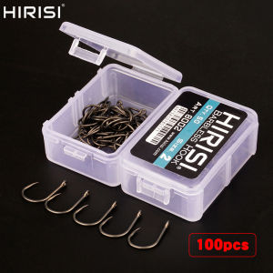 Hirisi 100pcs PTFE Coating High Carbon Stainless Steel Barbless Hooks 8002 Fishing Hook Fishing Accessories