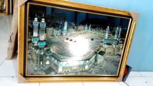Hiasan Dinding Gambar Kota Mekkah Nyala Lampu Jumbo