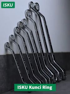 ISKU Kunci Ring Pas Set Kombinasi Spanner Double Ring Offset CR-V Wrench Dilapisi Krom Perbaikan