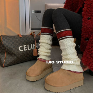 Thickened Knitted IJIO Sock Covers Autumn Winter Warm Retro Color Block Twist 3D Thickened Leg Warmers Womens Mid-Calf Socks