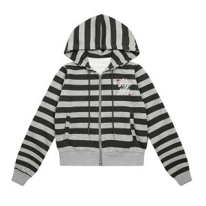 WILDAZI | Retro Striped Hooded Jacket Casual Short Loose